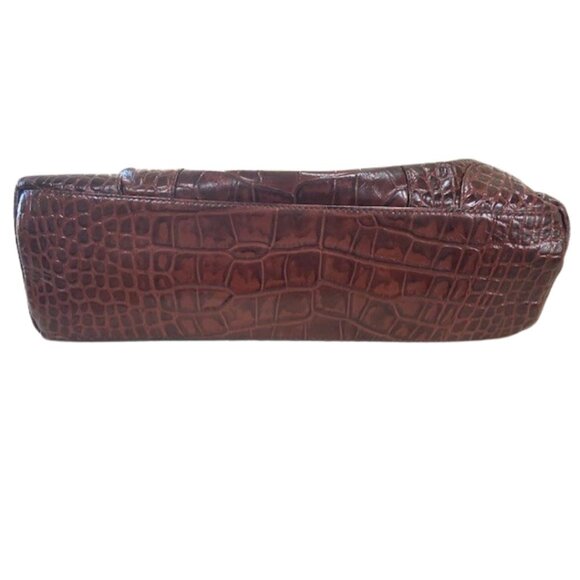 Michael Rome Designs, Croc Embossed Brown Leather Handbag, Excellent Condition - Picture 10 of 16